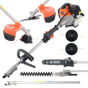 5 in 1 Petrol Garden Tool - Brush Cutter, Grass Trimmer, Chainsaw, Hedge Trimmer + 2 Extra Spools