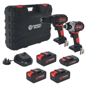 18V Cordless Drill & Impact Driver Twin Set – 4.0Ah & 1.3Ah Batteries + Extra 2 x 4.0Ah Batteries