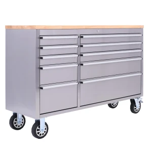 55" Stainless Steel 10 Drawer Work Bench Tool Box Chest Cabinet