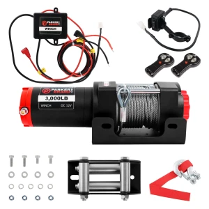 12V Electric Winch 3000LB (1360kg) – Heavy Duty Recovery Winch with Wireless Remote & Steel Cable