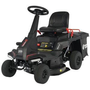 24" Compact Ride-On Petrol Lawn Mower – Mulching, Catch Box, Adjustable Height,  4-Gears plus reverse