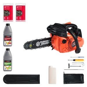 26cc 10" Petrol Top Handle Topping Chainsaw + 2 x Chains + Oils + More