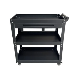 Heavy Duty 3Tier Tool Trolley with Drawer - Powder Coated Galvanised Steel Workshop Cart