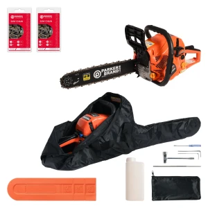 58cc Petrol Chainsaw 16" + 20" Bar & Chains Bundle – 4 Chains, Bag & Accessories