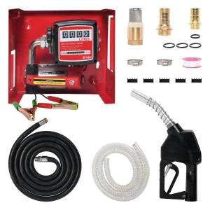 24V Wall Mounted Diesel Transfer Fuel Pump Kit - With Automatic Nozzle